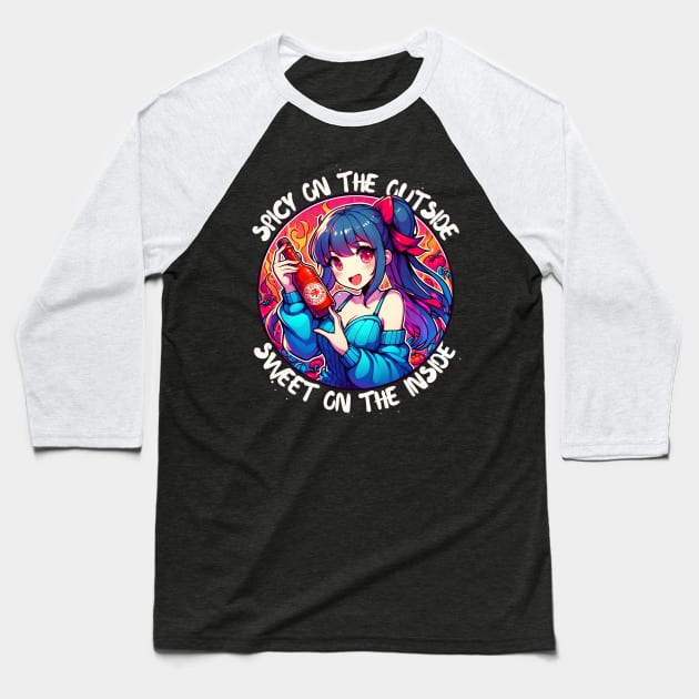 Hot sauce Anime girl Baseball T-Shirt by Japanese Fever